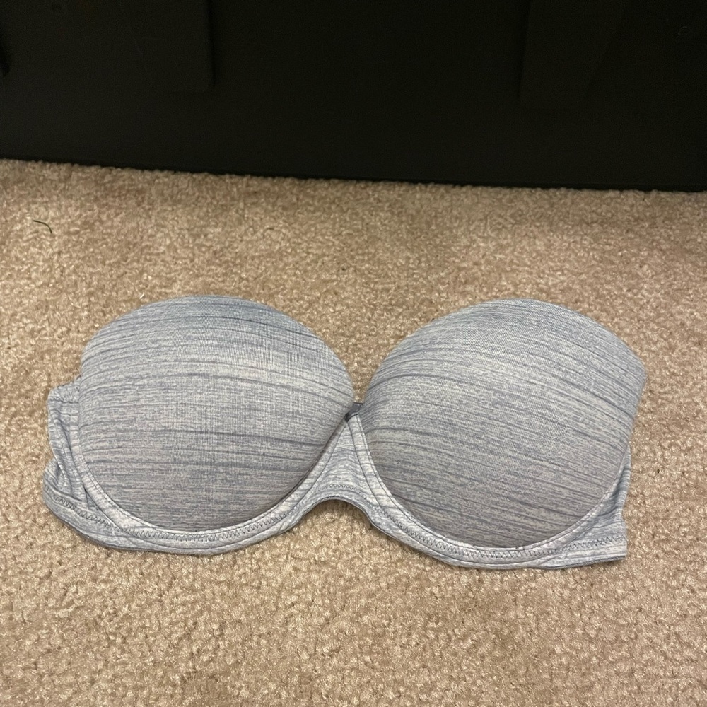 Victoria's Secret Gray Strapless Bra with Underwire and Padded Cups